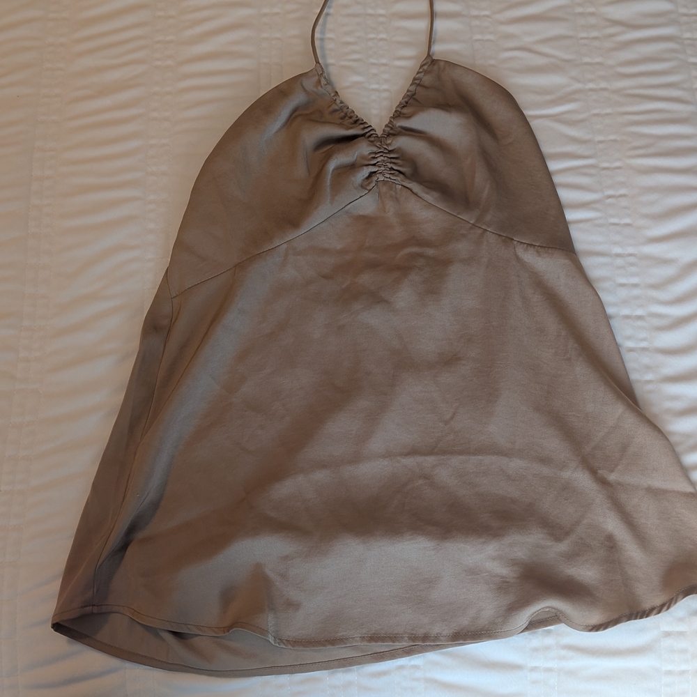 Signature Tan Gathered Dress